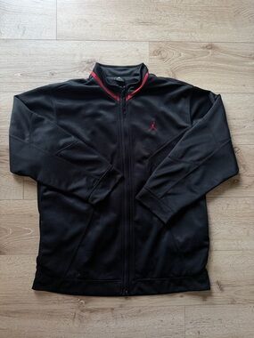 Vintage Jordan Black Full-Zip Performance Jacket with Red Accents